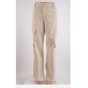 Zara Off-White Straight Leg Cargo Pants